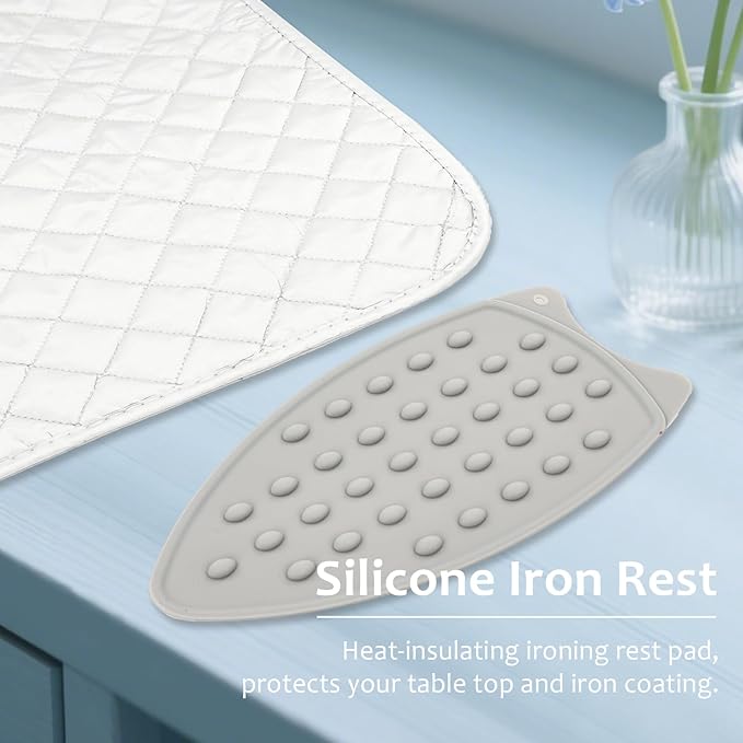 6 Pcs Portable Ironing Mat Set, Foldable Iron Mat for Ironings, Iron Pad, Magnetic Ironing Mats for Table Top for Travel Office Student Dormitory (with Silicone Irons Holder & 4 Heat Resistant Mesh)