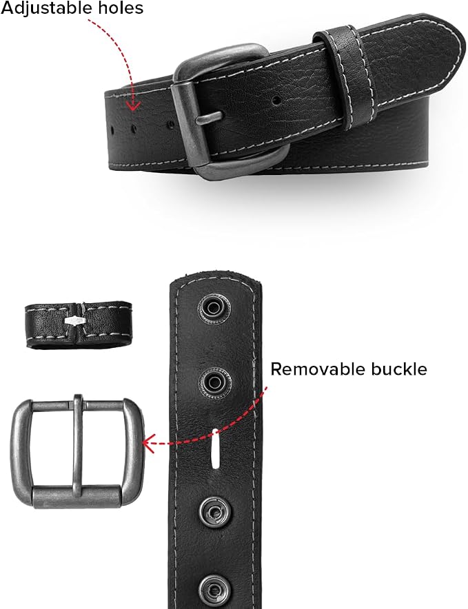 First Mfg Co - Mens Premium Leather Belt With Removable Buckle And Hidden Zipper Money Belt Daily Wear For Pants Perfect Fit