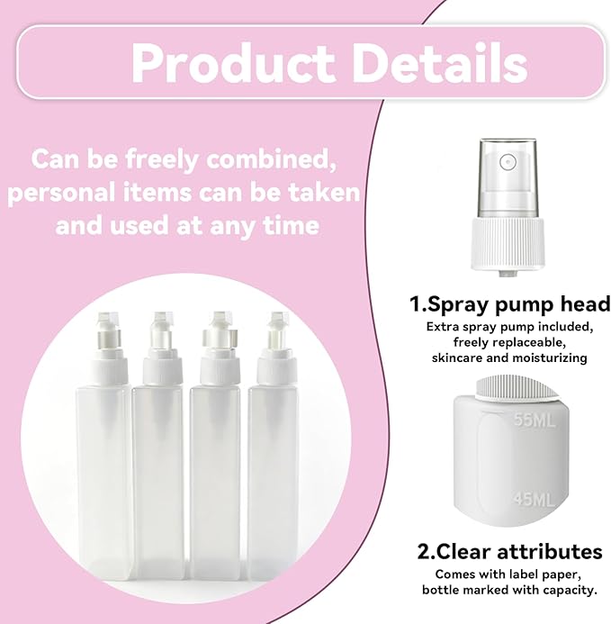 4 in 1 Travel Dispenser，Unbreakable Silicone Travel Dispenser Bottle, Vacuum Suction Wall Mounted Refillable Containers,Leakproof Toiletry Containers for Shampoo, Lotion, Baby Care-Pink.