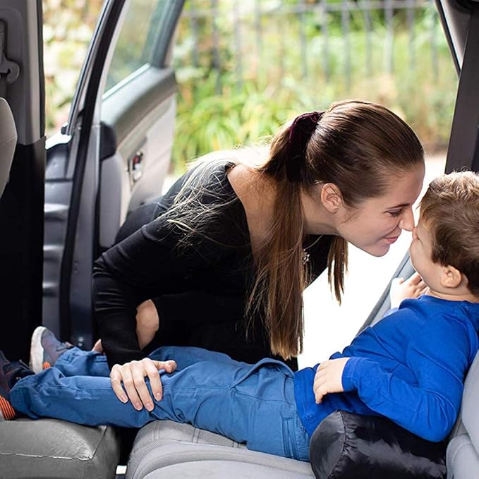 Inflatable Air Travel Foot Rest, Car Back Seat Pillow for Kids, Adjustable Height Leg Pillow for Long Flights, with Air Pump and Easy-Carry Strap, Great for Train, Office, Home (Grey, 2 Pack)