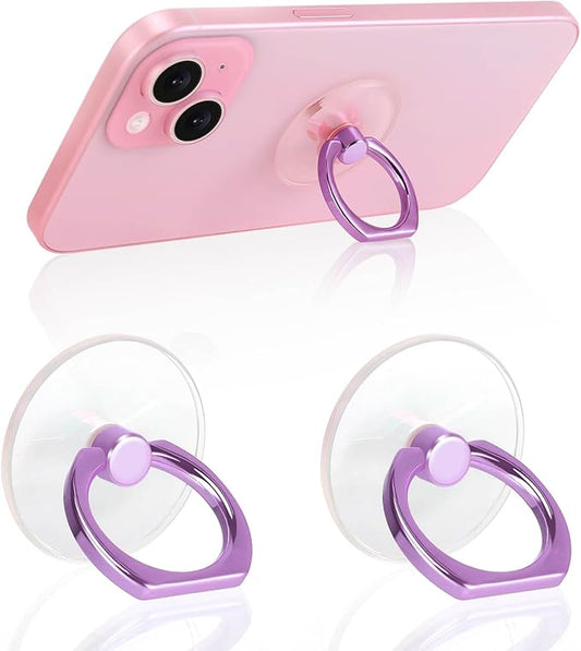 2 Pack Jsoerpay Clear Phone Ring Holder, Transparent Cell Phone Ring Grip 360°Rotation Finger Ring Stand, Phone Kickstand Compatible with Most of Phones, Tablet and Case, Lavender