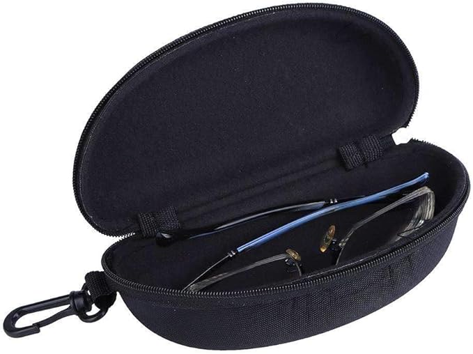 traderplus 3Pcs Hardshell Sunglasses Case/Eyeglasses Box with Zipper and Hook For Men & Women Black