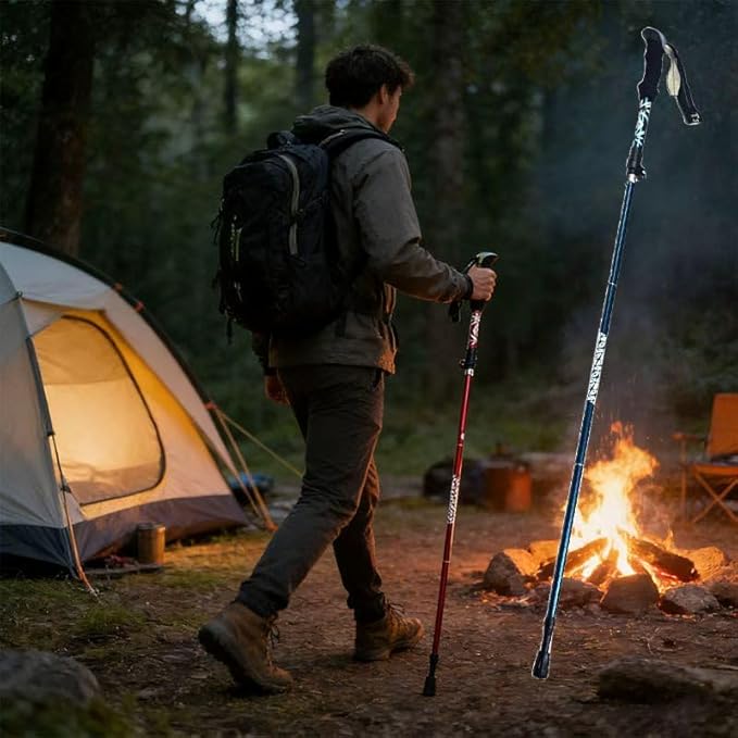 Collapsible Trekking Pole, 33-inch, Adjustable Hiking Staff with Ergonomic Handle