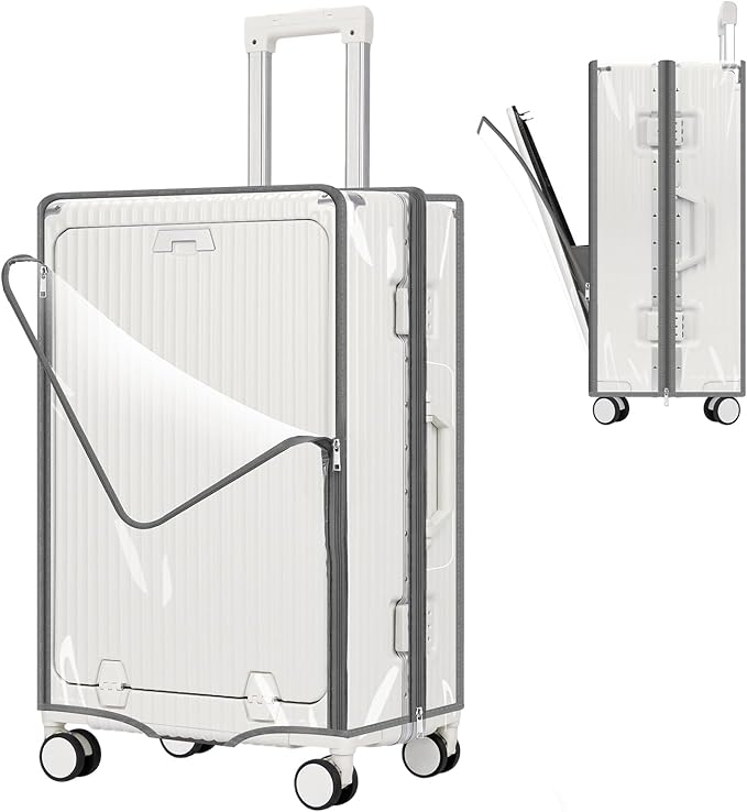 Yotako Clear Luggage Cover Protector with Front Pocket Zipper, 28 Inch Luggage Covers for Front Open Suitcase Wheeled Suitcase 28", No Disassembly