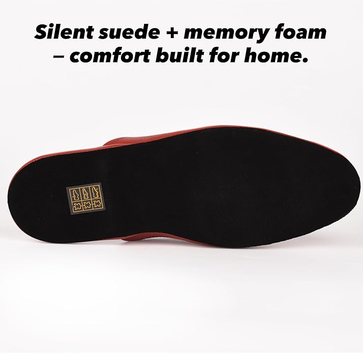 PAMIR Women's Hand-Turned Scuffs, Genuine Leather Indoor House Slippers with Memory Foam