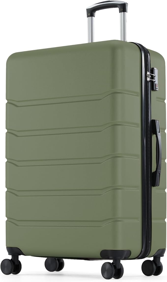 Sweetcrispy 28 Inch Carry on Luggage, Hard Shell ABS Suitcase with Double Spinner Wheels, Lightweight Expandable Rolling Suit Case with TSA Lock, Green