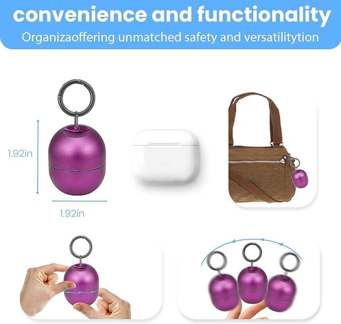 Jewelry Storage Box Case Gym Storage Jewelry Storage Box Case, Ring Organizer Container with Protective Sponge,Jewelry Care Protective Ring Holder with Keychain (1-Tier Plum)