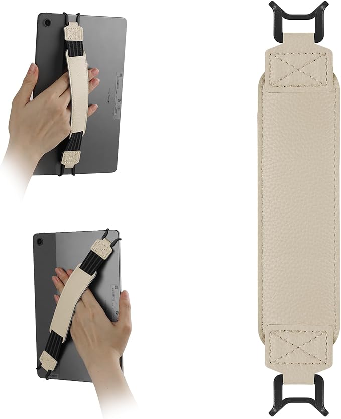 HoYiXi Soft Hand Strap for 9-11 Inch eReaders & Fire Tablet Compatible with Fire HD 10/iPad 9.7 /iPad mini/Galaxy Tab A8 A9/Huawei Lightweight Black High-Elasticity Finger Grip Holder -White