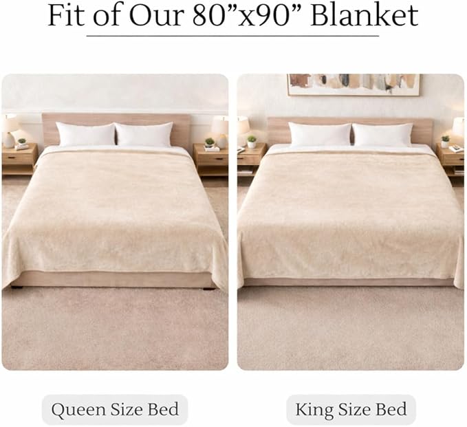 Waterproof Blanket for Bed Intimacy (90"x 80" King Size) Reversible Fleece | Sherpa, Love Blanket, Water Proof TPU Stain Proof Couch Furniture Mattress Winter Large Dog Bed Cover - Beige