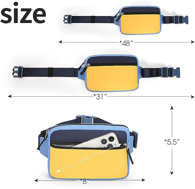 Fanny Pack Birthday Graduation Gifts for 7 8 9 10 11 12 13 Year Old Teen Girls Her Kids, Preppy Cute Trendy Stuff Colorblock Crossbody Bag Adjustable Belt Bags for Travel Essentials