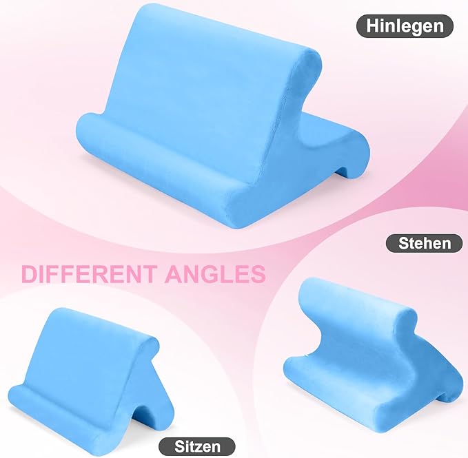 Universal Multi-Angle Tablet Stand Holder-Soft Pad Stand with black phone holder for Lap,Knee,Sofa and Bed,Compatible with iPad Pro 9.7,10.5,12.9 Air Mini 4 3,Kindle,Galaxy Tab,E-Reader (Blue)
