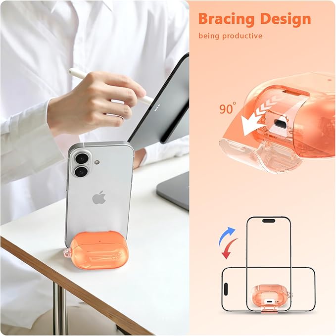 Case for Airpods iPods Pro 3 Case 2025 with Phone Stand for Women-VISOOM Clear Air Pod iPod Pro3 Cases Cover Cute Girly Airpods Case Pro3 Bling Glitter AirPods Pro3 Cases Hard Shell with Keychain