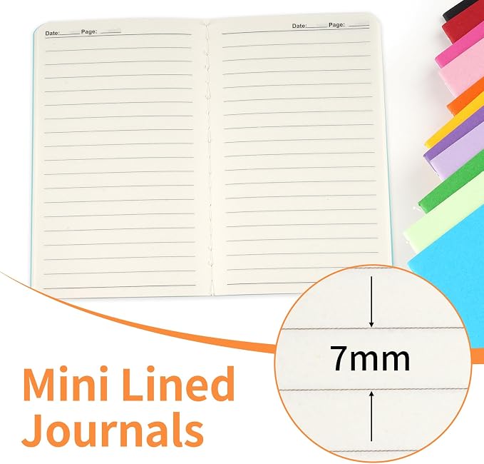 Hoiny 24 Pack Mini Pocket Notebook, 3.5 X 5.5 Inch Lined Small Journals for Kids, Colorful Cover Notepads for Traveler, Students, School Supplies, 30 Sheets/60 Pages, Memo Pad, Tiny Note Book Bulk