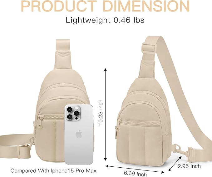 Viverte Quilted Puffer Crossbody Bags for Women Small Puffy Sling Bag Lightweight Cross Body Bubble Purse Shoulder Bag for Travel (Beige)