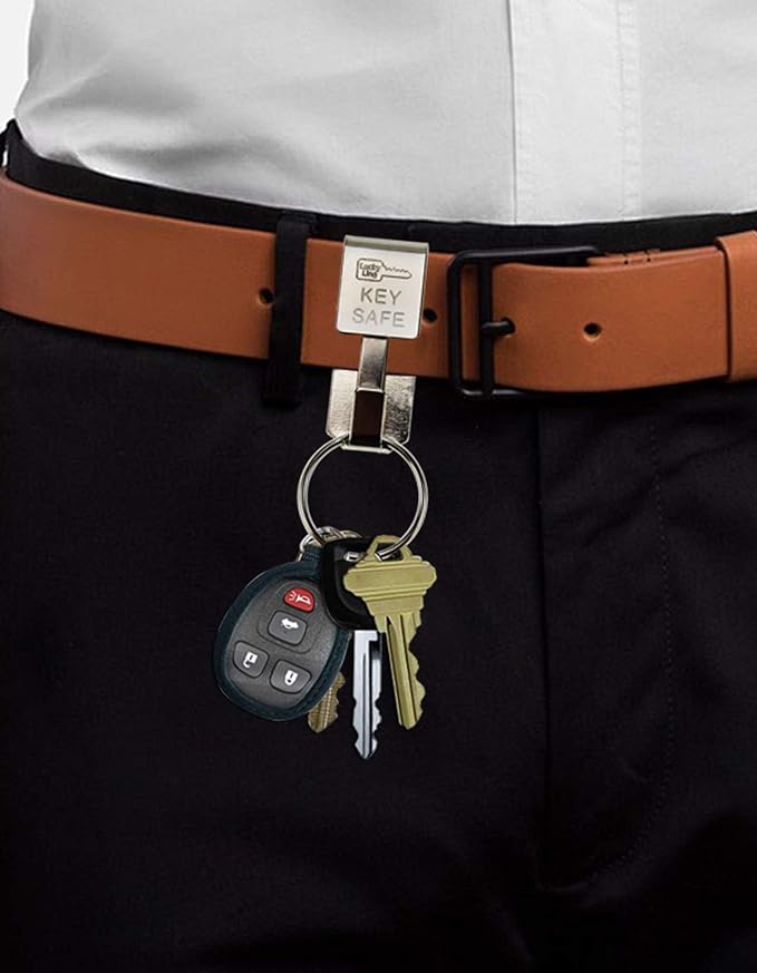 Lucky Line Key Safe Slip-On, 2” Wide Belt Key Ring - Heavy Duty Belt Key Clip, Key Chain (Pack of 2)