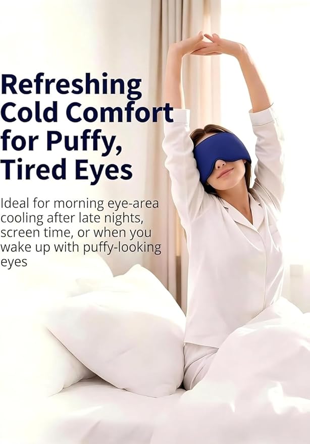 Cooling Gel Eye Mask for Puffy Eyes, Eye Ice Pack Migraine & Headache Relief, Full Eye-Area Cold Compress for Eyes & Temples, FSA Eligible HSA, Reusable Adjustable Fit for Post Surgery Recovery