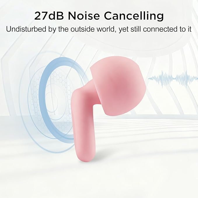 Ear Plugs for Noise Reduction–Super Soft, Reusable Hearing Protection in Flexible Silicone for Sleep, Noise Sensitivity & Flights-8 Ear Tips in XS/S/M/L–27dB Noise Cancelling–Pink