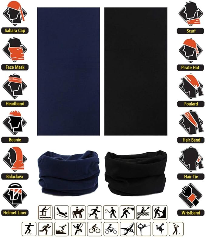 VANCROWN Headband Neck Gaiter Head Wrap Headwear Face Mask Magic Scarf Bandana for Men and Women