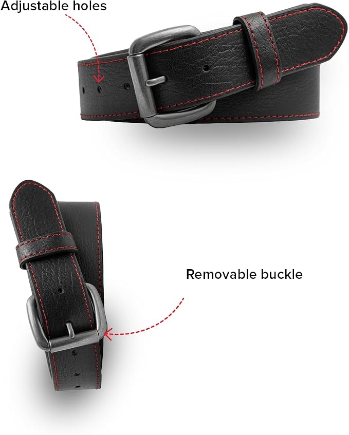 First Mfg Co - Mens Premium Leather Belt With Removable Buckle And Hidden Zipper Money Belt Daily Wear For Pants Perfect Fit