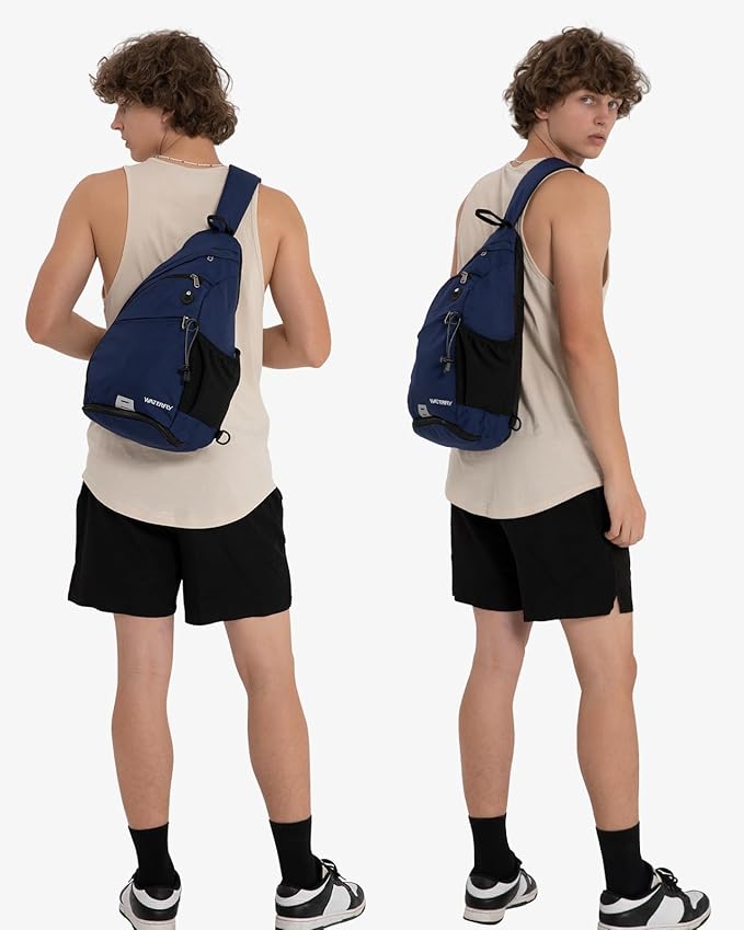 WATERFLY Sling Bag Sling Backpack Small Crossbody Shoulder Bag for Men Women Traveling Cycling Hiking Daypack