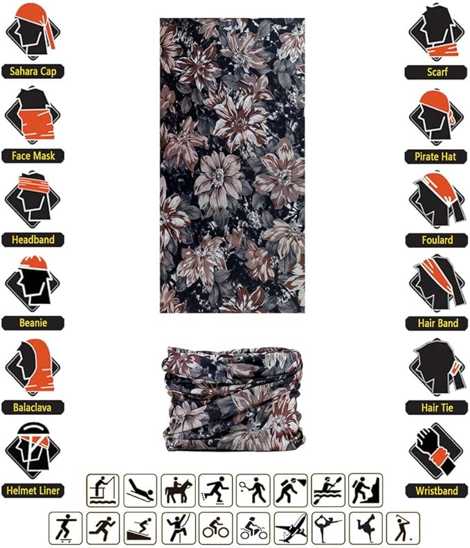 VANCROWN Headband Neck Gaiter Head Wrap Headwear Face Mask Magic Scarf Bandana for Men and Women