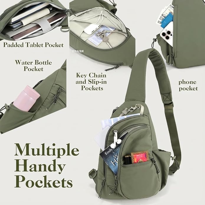 Sling Bag for Women, Anti-Theft RFID Nylon Crossbody Purse with Adjustable Strap for Travel & Shopping