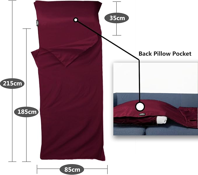 Frelaxy Sleeping Bag Liner, XL Travel Sheet & Camping Sheet for Backpacking, Hotel, Hostels & Traveling, Comfy & Easy Care, 4 Seasons Warm Cold Weather