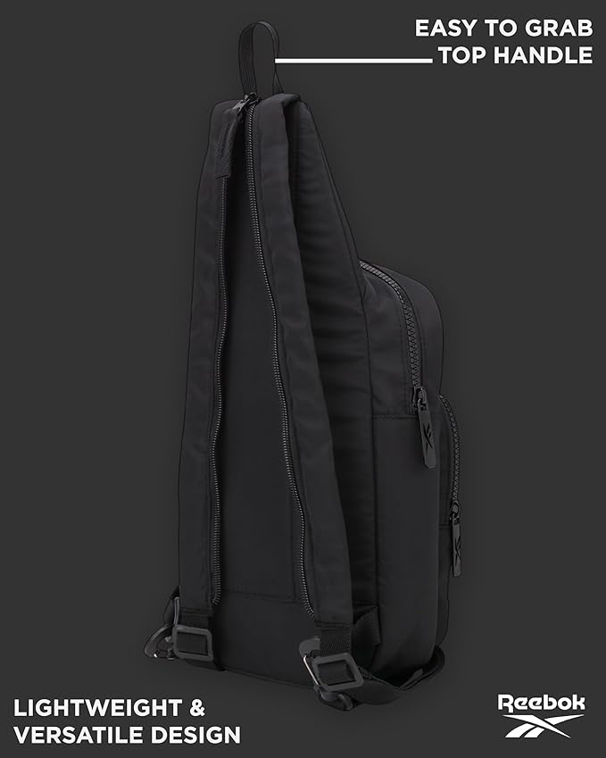 Reebok Unisex Crossbody Bag - Convertible Compact Durable Cross Body Bag for Women and Men - Gym and Travel Essentials, Size One Size, Cosmos Black