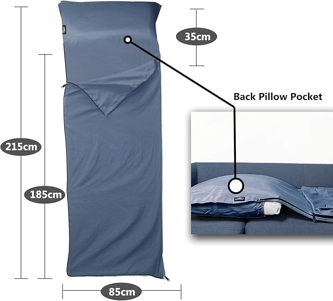 Frelaxy Sleeping Bag Liner, XL Travel Sheet & Camping Sheet for Backpacking, Hotel, Hostels & Traveling, Comfy & Easy Care, 4 Seasons Warm Cold Weather