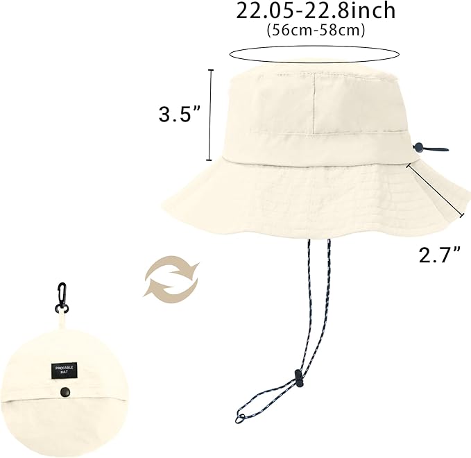 PFFY Packable Sun Bucket Hat for Men Women Outdoor UV Protection Sun Hats Waterproof Lightweight Hiking Outdoor Cap
