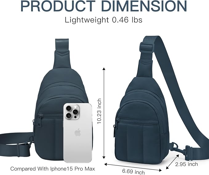 Viverte Quilted Puffer Crossbody Bags for Girls Gifts for Teen Girls Sling Bag Lightweight Cross Body Bubble Purse Shoulder Bag for Travel (Navy Blue)