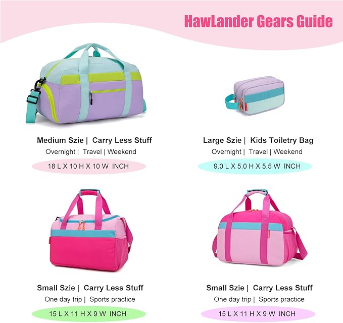 Large Kids Duffle Bag for Travel, Overnight, or Weekender, 22" inch (Light Green)