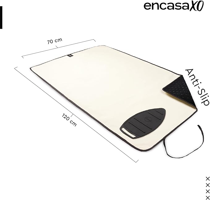 Encasa XO Ironing Mat/Pad Large 48"x28" with Padding, Anti-Slip, Silicone Iron Rest, Steam Press on Tabletop & Bed, Heat Resistant, Portable, Easy to Carry, Natural