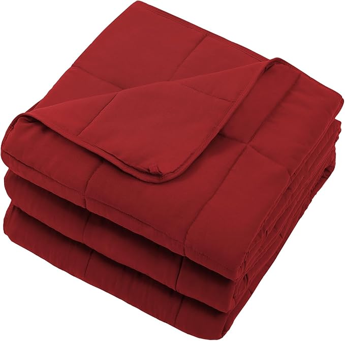 Red Weighted Blanket for Adults 12lbs, 60"x80", Queen Size Cooling Heavy Throw Blanket for 110-130lbs, Microfiber Soft Thick Big Blankets Weighted Comforter Breathable Gifts for Sleeping