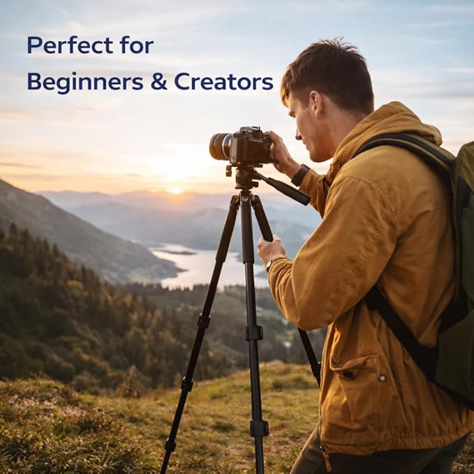 Acuvar 60” Camera Tripod Accessory Kit – Universal DSLR & Digital Camera Starter Bundle with Carrying Case, 64GB Memory Card, Remote & Cleaning Kit – for Canon Nikon Sony Panasonic Olympus