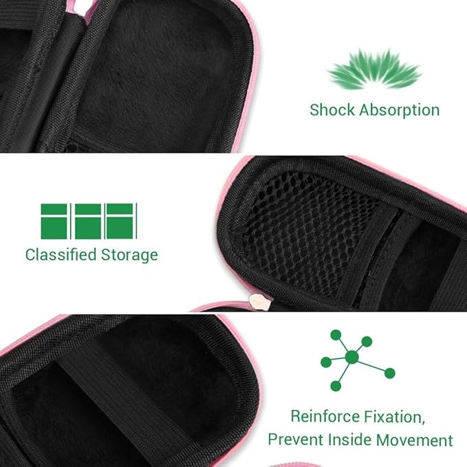 AGPTEK Carrying Case, EVA Zipper Carrying Hard Case Cover for Digital Voice Recorders, MP3 Players, Storage Holder for 3D Printing Pen, USB Cable, Earphones, Memory Cards, U Disk, Pink