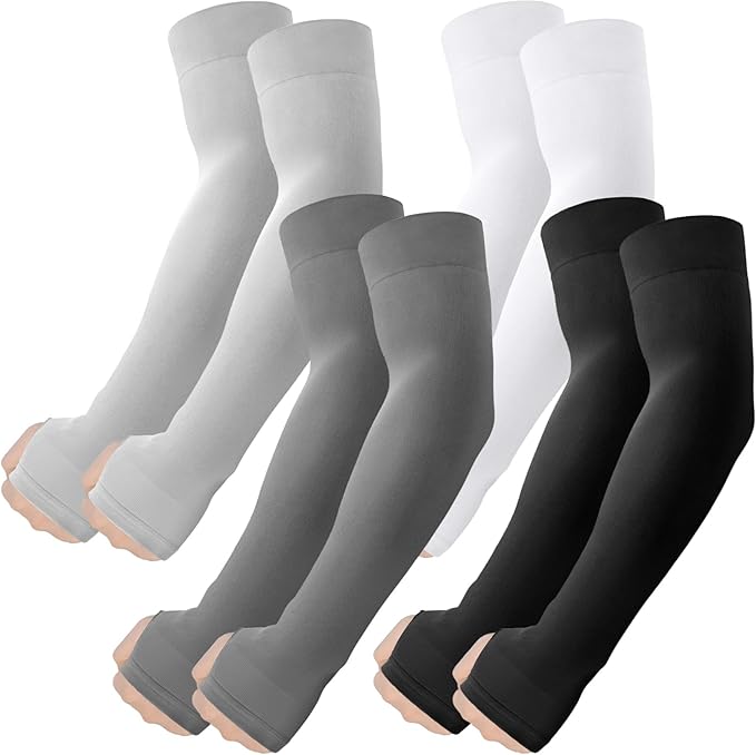 ROXUN Arm Sleeves with Thumb Hole, Cooling UV Sun Protection Compression Tattoo Cover Up for Men/Women
