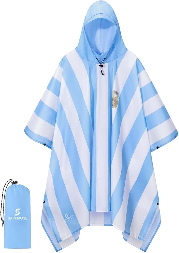 SaphiRose Hooded Rain Poncho Waterproof Raincoat Jacket for Men Women Adults