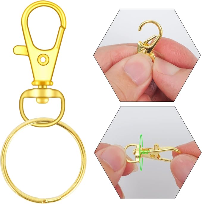 HXSEMAYIG 100PCS Keychain Hooks with Key Rings.. Metal Swivel Lobster Claw Clasps, for Keychain Clip Lanyard, Jewelry Making, Crafts