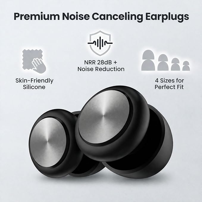 Ear Plugs for Noise Reduction – Reusable Silicone Earplugs with Filter Technology for Sleeping, Travel, Focus, Concerts & Motorcycling Ear Plug +8Tip (Bullet-White)