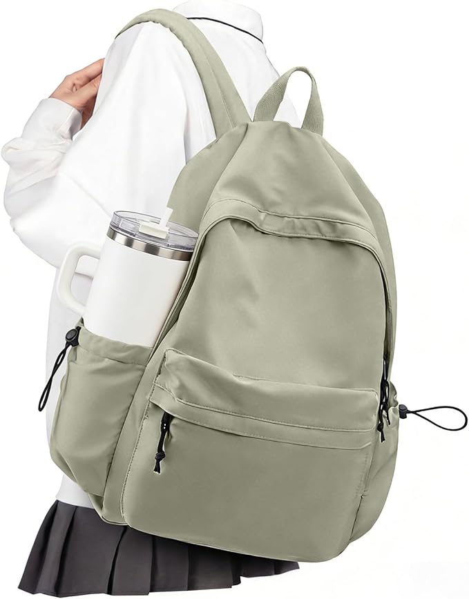 VECAVE School Backpack Green Waterproof Bookbag Casual Lightweight Travel Rucksack Daypack Backpacks for Men Women College High School Bags backpack for Boys Girls Teens
