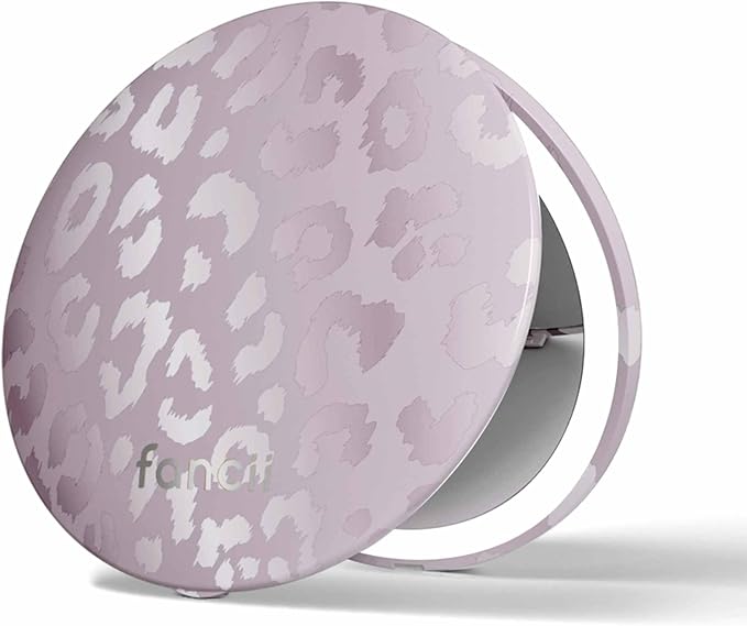 Fancii Mini Taylor Compact Magnifying Mirror with LED Light, 10x/1x, Rechargeable, 3 Light Settings, Dimmable-Small Lighted Travel Handheld Mirror for Pocket, Handbag, Purse, 2-Sided (Cosmic Leopard)