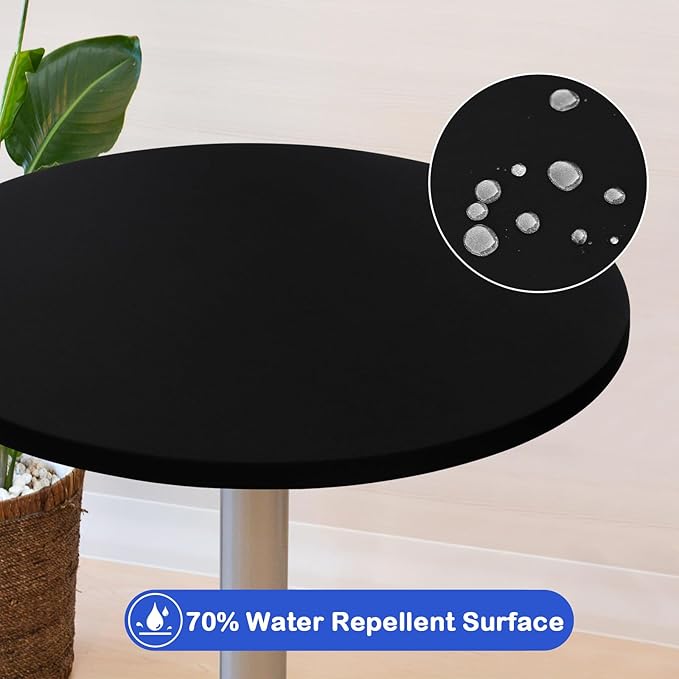 Wolkemer 2 Pack 3 Foot Black Fitted Tablecloth 36 Inch Round Elastic Edges Table Cloth, Spandex Stretch Table Cover with Machine Washable Fabric for Wedding Party Picnic Dining Indoor Outdoor
