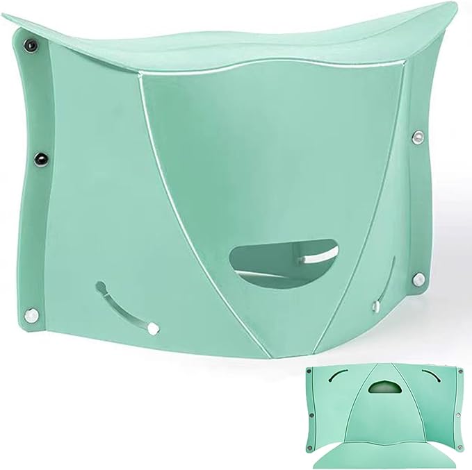Folding Portable Outdoor Stool, Thickness of 0.5 in, Quick Opens for Camping Hiking Picnic Fishing Subway, Lightweight Foldable Travel Potty Stool, Footrest for Air Travel Green