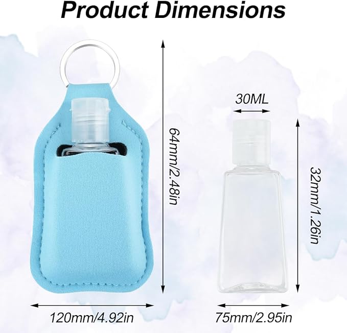 8Pcs Hand Sanitizer Keychain Holders, Set Includes 4 Pcs Holder Keychains and 4 Pcs Reusable Flip Cap Travel Bottles