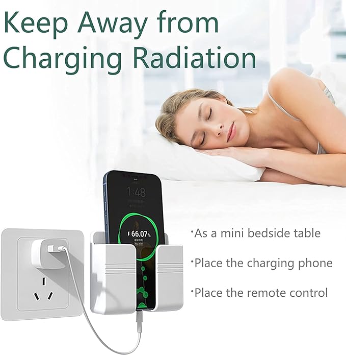 CEI&BPY Wall Mount Phone Holder, Phone Stand with Self Adhesive. Phone Holder for Charging and RV for iPhone and Android (1Pc,Black)