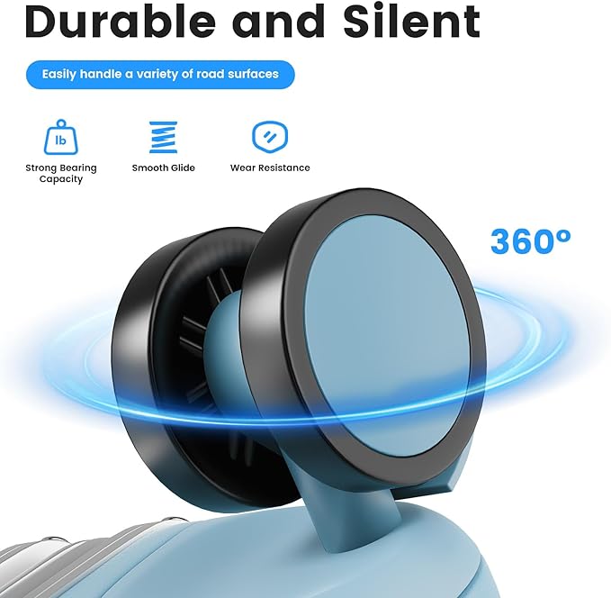 24 Inch Checked Luggage with Cup Holder, Aluminum Frame PC Hard Shell Suitcase, 360° Spinner Wheels, TSA Lock for Short Trips and Business Travel