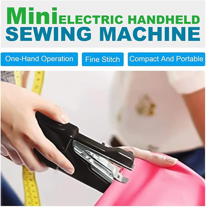Handheld Sewing Machine for Beginners, Mini Sewing Machine for Quick Stitching with Sewing Kits Suitable for Home,Travel,DIY(Black)