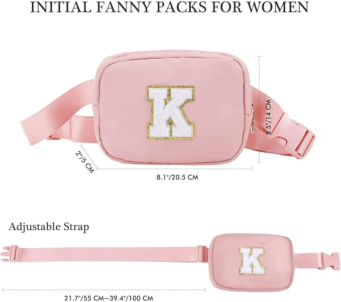 YOOLIFE Gifts for Girls - Graduation Gift for Her Women Trendy, Mothers Day Gifts for Mom Daughter, Pink Initial Crossbody Bag Belt Bag for Women Her G