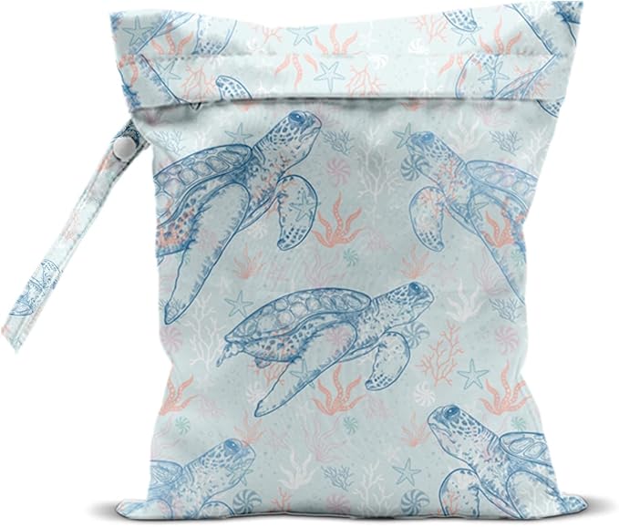 Turtle Wet Dry Bags for Diaper Waterproof Swimsuit Washable Reusable Bag for Beach Diapers Dirty Yoga Gym Clothes Plant Gifts for Men Women Friend
